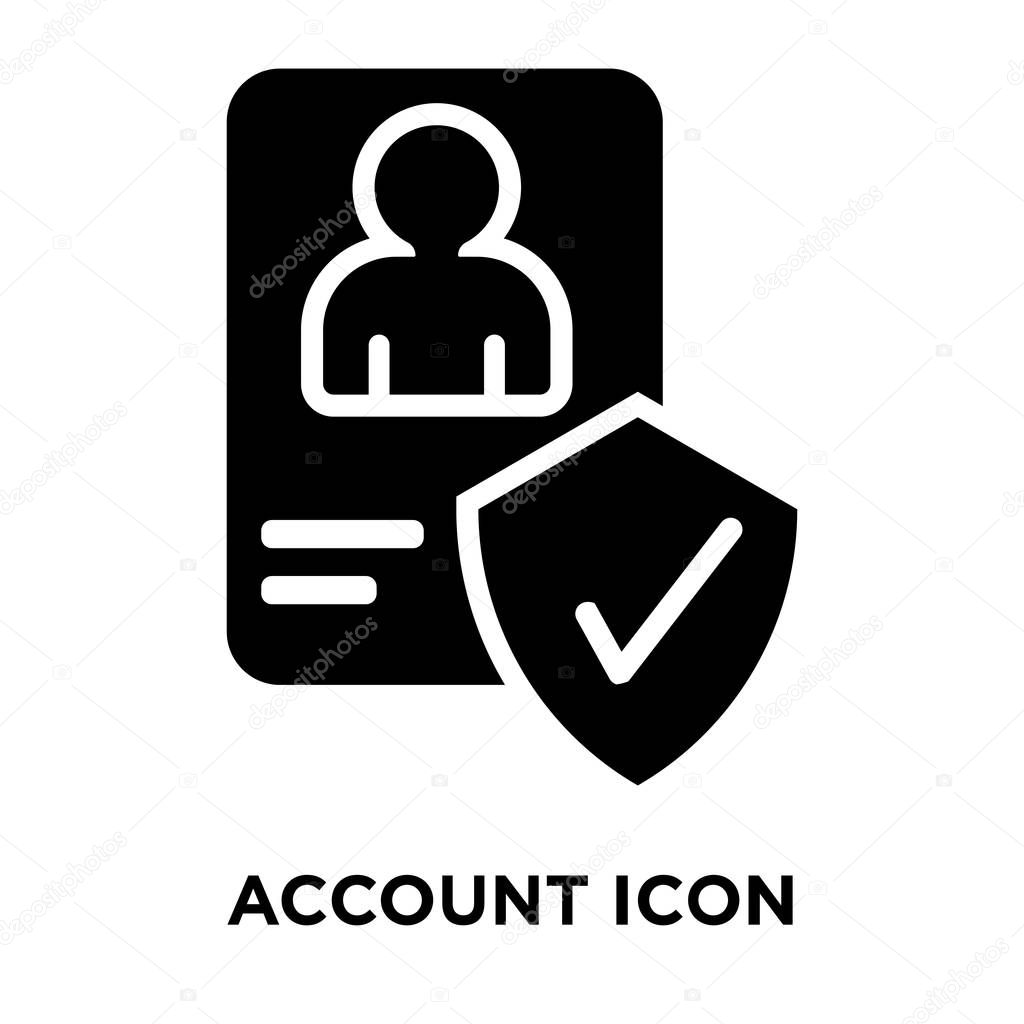 Account icon vector isolated on white background, logo concept of Account sign on transparent background, filled black symbol