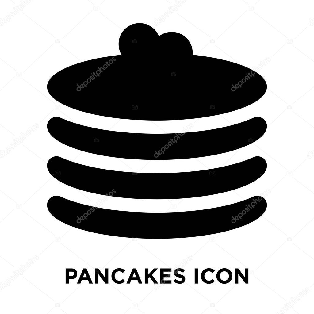 Pancakes icon vector isolated on white background, logo concept of Pancakes sign on transparent background, filled black symbol