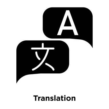 Beyaz arka plan, logo şeffaf arka plan, çeviri işareti kavramı üzerinde izole Çeviri simge vektör siyah sembol dolu