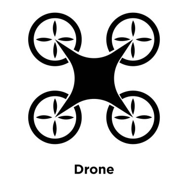 Beyaz arka plan, logo şeffaf arka plan, dron işareti kavramı üzerinde izole dron simge vektör siyah sembol dolu