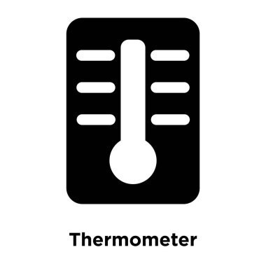 Beyaz arka plan, logo şeffaf arka plan, termometre işareti kavramı üzerinde izole termometre simge vektör siyah sembol dolu