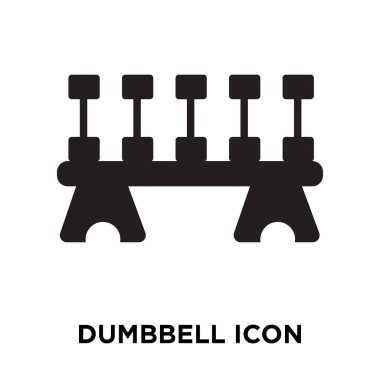 Beyaz arka plan, logo şeffaf arka plan, Dumbbell işareti kavramı üzerinde izole dumbbell simge vektör siyah sembol dolu