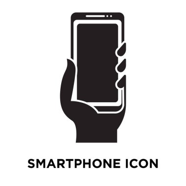 Beyaz arka plan, logo şeffaf arka plan, tabelada Smartphone kavramı üzerinde izole Smartphone simge vektör siyah sembol dolu