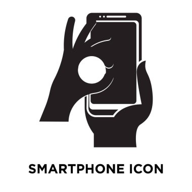 Beyaz arka plan, logo şeffaf arka plan, tabelada Smartphone kavramı üzerinde izole Smartphone simge vektör siyah sembol dolu