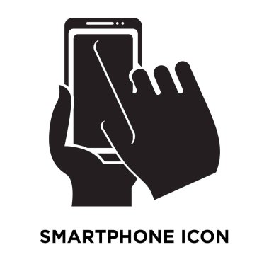 Beyaz arka plan, logo şeffaf arka plan, tabelada Smartphone kavramı üzerinde izole Smartphone simge vektör siyah sembol dolu