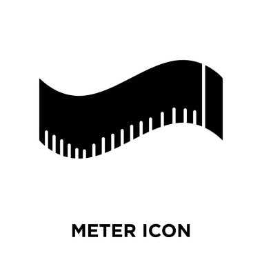 Beyaz arka plan, logo şeffaf arka plan, metre işareti kavramı üzerinde izole metre simge vektör siyah sembol dolu