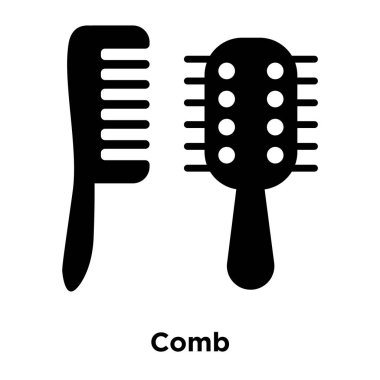 Beyaz arka plan, logo şeffaf arka plan, tarak işareti kavramı üzerinde izole tarak simge vektör siyah sembol dolu