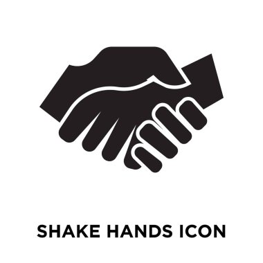 Beyaz arka plan, logo şeffaf arka plan, el sallamak işareti kavramı üzerinde izole shake Hands simge vektör siyah sembol dolu