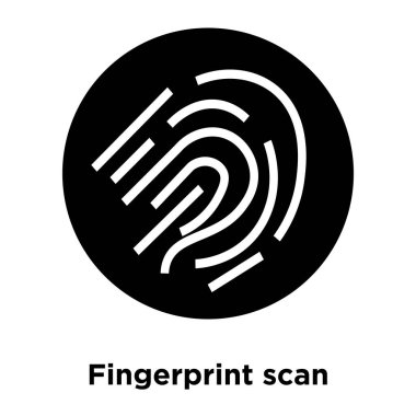 Parmak izi inceden inceye gözden geçirmek simge vektör, beyaz arka plan üzerinde izole logo kavramı parmak izi tarama oturum şeffaf arka plan, dolgulu siyah sembolü