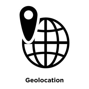 Beyaz arka plan, logo şeffaf arka plan, Geolocation işareti kavramı üzerinde izole Geolocation simge vektör siyah sembol dolu