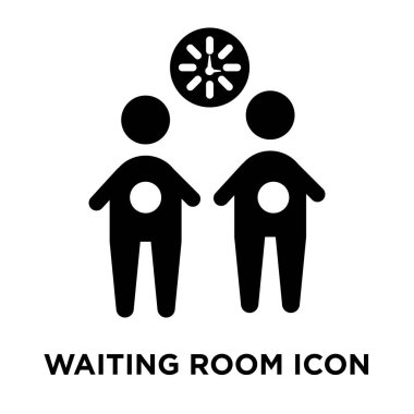 Beyaz arka plan, logo şeffaf arka plan, bekleme odası işareti kavramı üzerinde izole bekleme odası simge vektör siyah sembol dolu