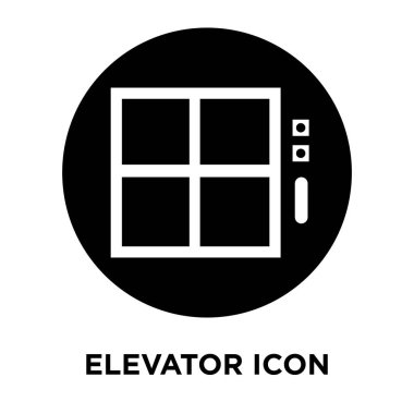 Beyaz arka plan, logo şeffaf arka plan, Asansör işareti kavramı üzerinde izole Asansör simge vektör siyah sembol dolu
