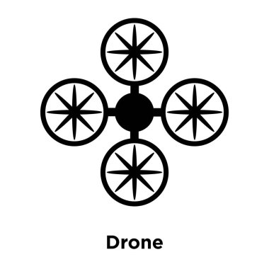 Beyaz arka plan, logo şeffaf arka plan, dron işareti kavramı üzerinde izole dron simge vektör siyah sembol dolu