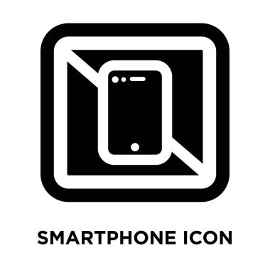 Beyaz arka plan, logo şeffaf arka plan, tabelada Smartphone kavramı üzerinde izole Smartphone simge vektör siyah sembol dolu