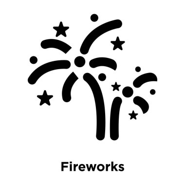 Beyaz arka plan, logo şeffaf arka plan, Fireworks işareti kavramı üzerinde izole havai fişek simge vektör siyah sembol dolu