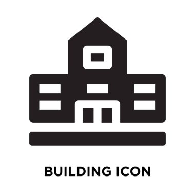 Siyah sembol simge vektör beyaz arka plan, logo kavramı işareti şeffaf arka plan üzerinde inşaat izole bina dolu