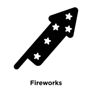 Beyaz arka plan, logo şeffaf arka plan, Fireworks işareti kavramı üzerinde izole havai fişek simge vektör siyah sembol dolu