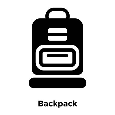Beyaz arka plan, logo şeffaf arka plan, sırt çantası işareti kavramı üzerinde izole sırt çantası simge vektör siyah sembol dolu