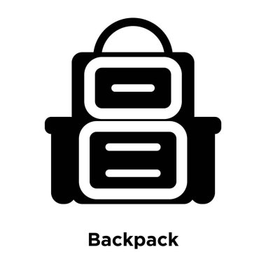 Beyaz arka plan, logo şeffaf arka plan, sırt çantası işareti kavramı üzerinde izole sırt çantası simge vektör siyah sembol dolu