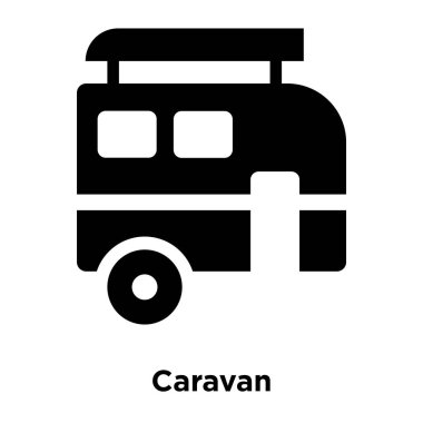 Beyaz arka plan, logo şeffaf arka plan, karavan işareti kavramı üzerinde izole karavan simge vektör siyah sembol dolu