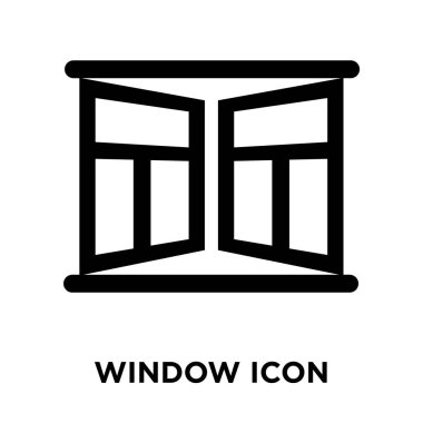 Beyaz arka plan, logo şeffaf arka plan, pencere işareti kavramı üzerinde izole pencere simge vektör siyah sembol dolu