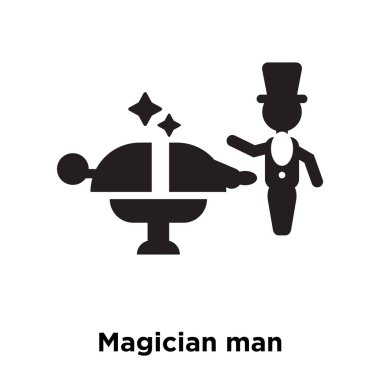 Sihirbaz adam simge vektör, beyaz arka plan üzerinde izole sihirbaz adam kavramı logo şeffaf arka plan, dolgulu siyah sembolü imzalamak