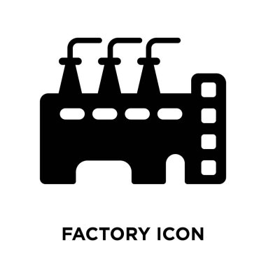 Beyaz arka plan, logo şeffaf arka plan, fabrika işareti kavramı üzerinde izole fabrika simge vektör siyah sembol dolu