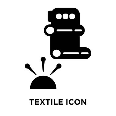 Beyaz arka plan, logo şeffaf arka plan, tekstil işareti kavramı üzerinde izole Tekstil simge vektör siyah sembol dolu