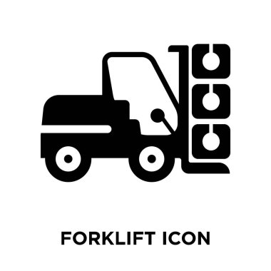 Beyaz arka plan, logo şeffaf arka plan, Forklift işareti kavramı üzerinde izole forklift simge vektör siyah sembol dolu