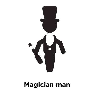 Sihirbaz adam simge vektör, beyaz arka plan üzerinde izole sihirbaz adam kavramı logo şeffaf arka plan, dolgulu siyah sembolü imzalamak