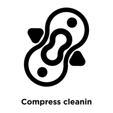 Siyah sembol simge vektör beyaz arka plan, logo şeffaf arka plan, tabelada cleanin kompres kavramı üzerinde izole cleanin basmak dolu