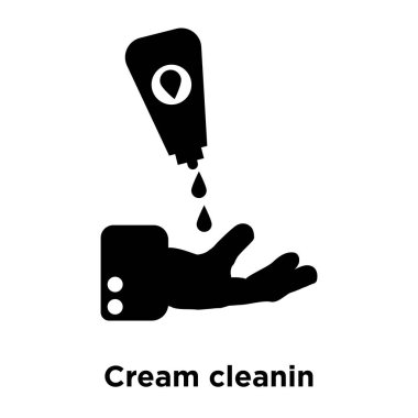 Krem beyaz arka plan üzerinde izole simge vektör cleanin, logo şeffaf arka plan, tabelada cleanin krem kavramı dolu siyah sembolü