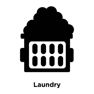 Beyaz arka plan, logo şeffaf arka plan, Çamaşırhane işareti kavramı üzerinde izole Çamaşırhane simge vektör siyah sembol dolu