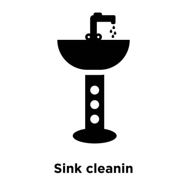 Siyah sembol simge vektör beyaz arka plan, logo şeffaf arka plan, tabelada cleanin lavabo kavramı üzerinde izole cleanin lavabo dolu