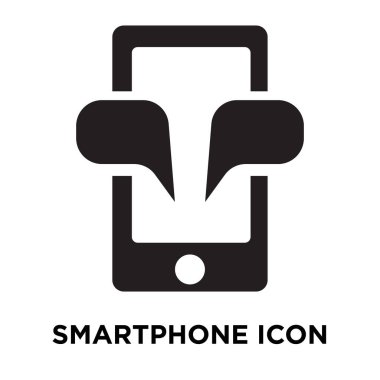 Beyaz arka plan, logo şeffaf arka plan, tabelada Smartphone kavramı üzerinde izole Smartphone simge vektör siyah sembol dolu