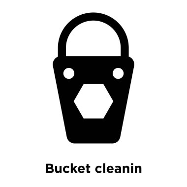 Siyah sembol simge vektör beyaz arka plan, logo şeffaf arka plan, tabelada cleanin kova kavramı üzerinde izole cleanin kova dolu