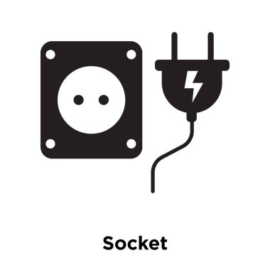 Beyaz arka plan, logo şeffaf arka plan, soket işareti kavramı üzerinde izole soket simge vektör siyah sembol dolu