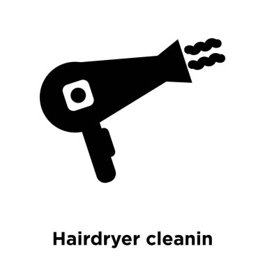 Beyaz arka plan üzerinde izole simge vektör cleanin saç kurutma makinesi, logo şeffaf arka plan, tabelada cleanin saç kurutma makinesi kavramını dolu siyah sembolü