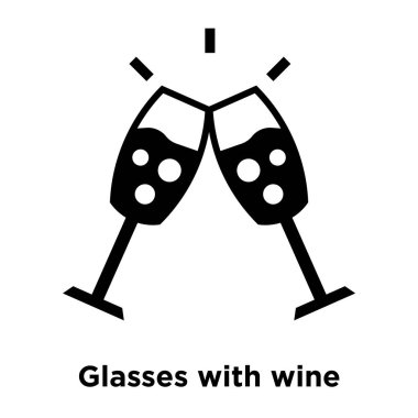 Dolu beyaz arka plan, logo şeffaf arka plan üzerinde şarap işareti olan gözlük kavramı üzerinde izole şarap simge vektör ile camlar siyah sembolü
