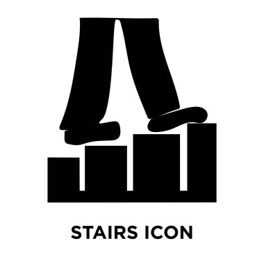 Beyaz arka plan, logo şeffaf arka plan, merdiven işareti kavramı üzerinde izole merdiven simge vektör siyah sembol dolu