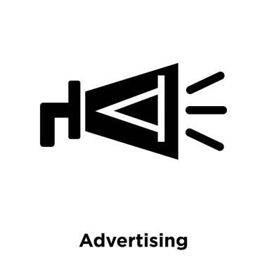 Beyaz arka plan üzerinde izole simge vektör reklam, logo şeffaf arka plan, reklam işareti kavramı dolu siyah sembolü