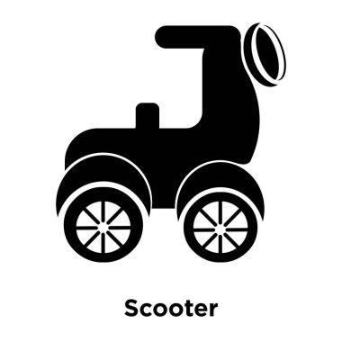 Beyaz arka plan, logo şeffaf arka plan, Scooter işareti kavramı üzerinde izole scooter simge vektör siyah sembol dolu