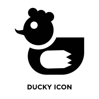 Beyaz arka plan üzerinde Ducky işareti kavramı logo izole ducky simge vektör şeffaf arka plan üzerinde siyah sembol dolu