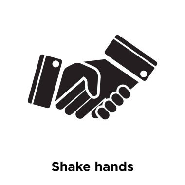 Beyaz arka plan, logo şeffaf arka plan, el sallamak işareti kavramı üzerinde izole shake Hands simge vektör siyah sembol dolu
