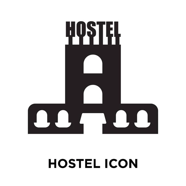 白い背景に 透明な背景にホステルの標識のロゴのコンセプトに分離されたホステル アイコン ベクトルいっぱい黒い記号 — ストックベクタ