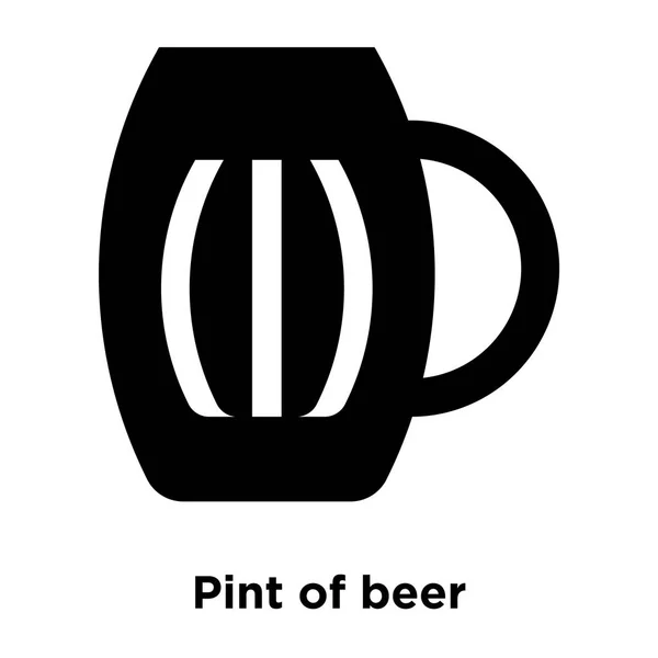 パイント ビール アイコンのベクターに孤立した白い背景 透明な背景 塗りつぶし黒シンボル サインオン ビールのパイントのロゴのコンセプト — ストックベクタ