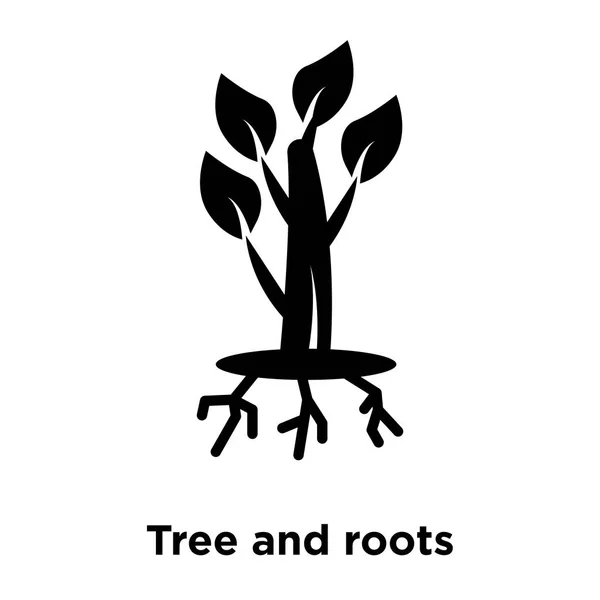 分離された木と根のアイコン ベクトル白い背景 木と根のロゴのコンセプト署名透明バック グラウンド黒い記号をいっぱい — ストックベクタ