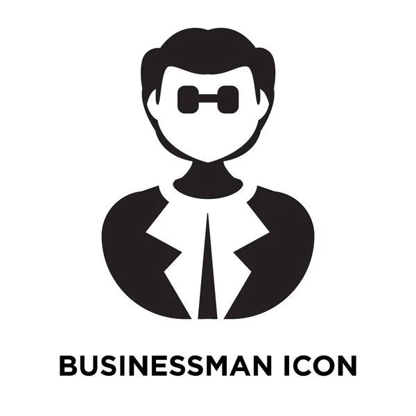 白い背景に 透明な背景は サインオン実業家のロゴのコンセプトに分離された実業家のアイコン ベクトルいっぱい黒い記号 — ストックベクタ