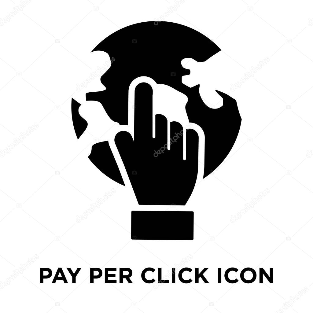 Pay per click icon vector isolated on white background, logo concept of Pay per click sign on transparent background, filled black symbol