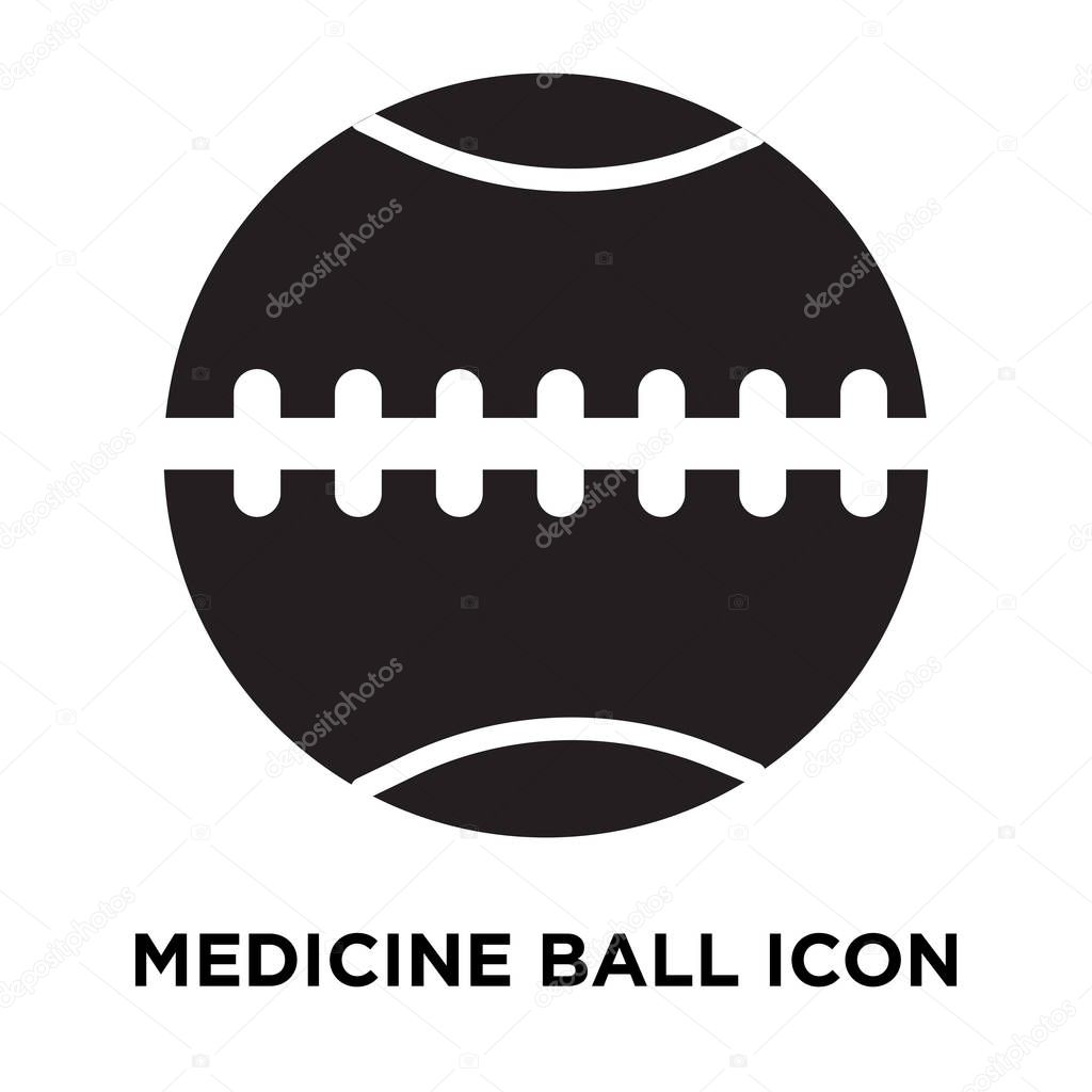 Medicine ball icon vector isolated on white background, logo concept of Medicine ball sign on transparent background, filled black symbol